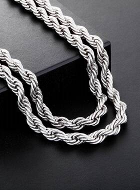 10MM钛钢麻花项链男士嘻哈百搭扭绳真空保色镀金项链跨境一件代发