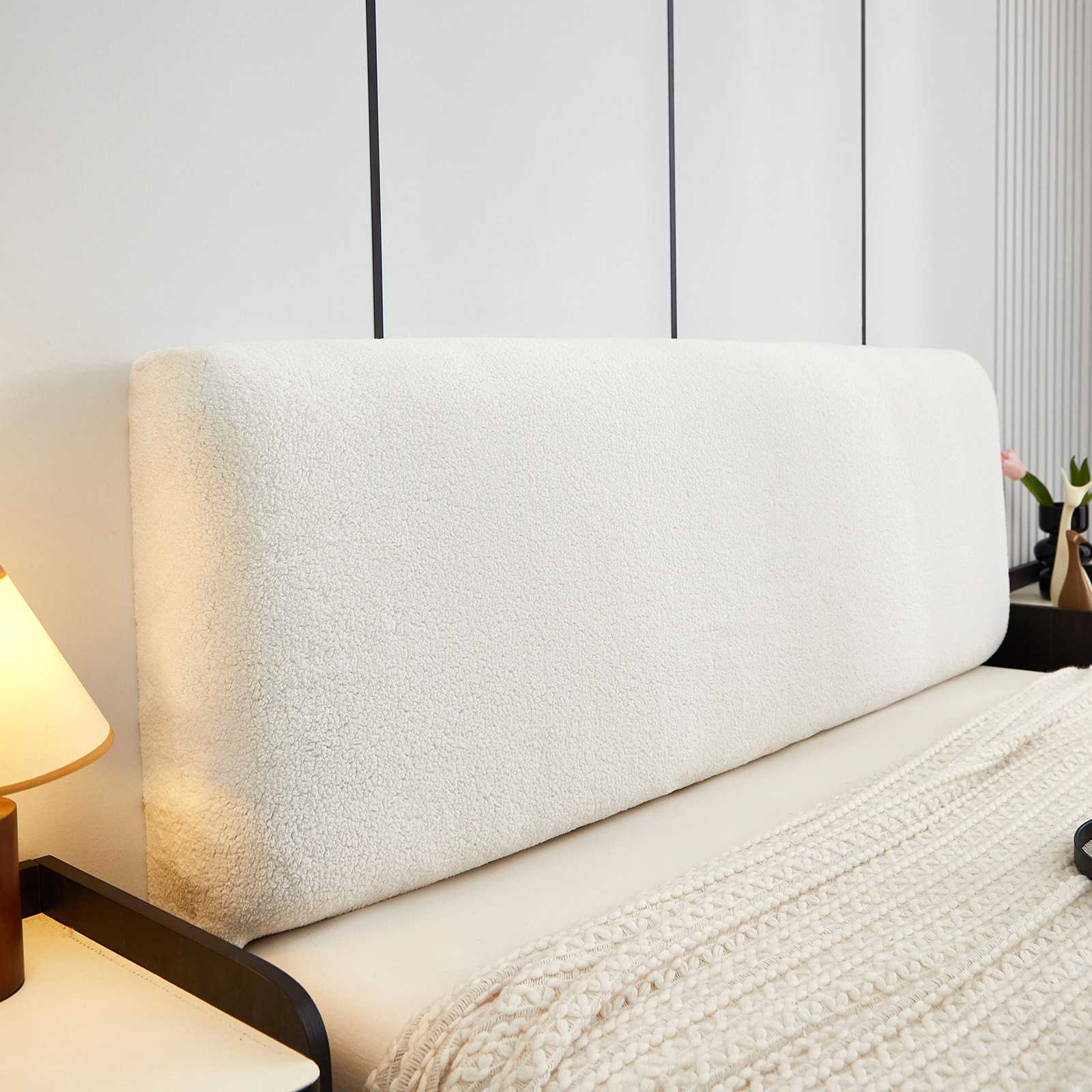 现代简约风床头套罩软包舒棉绒床靠背罩套弹力全包防尘罩床防灰罩