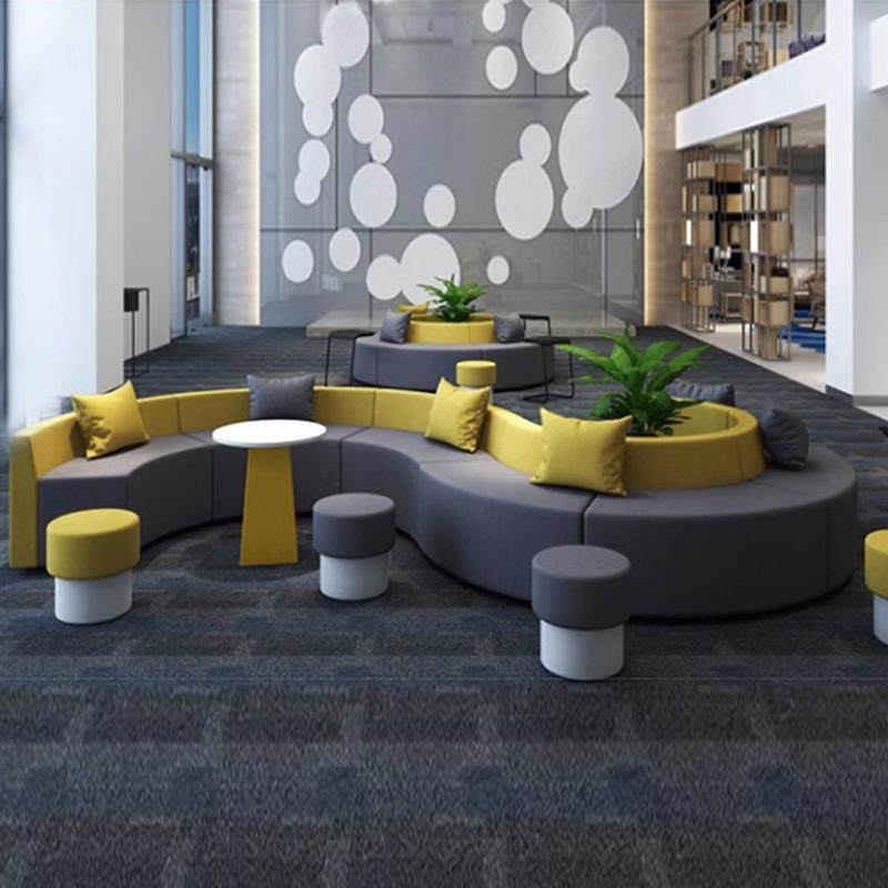 现代圆弧形创意沙发组合多人位酒店大堂商务S型办公沙发沙发家具