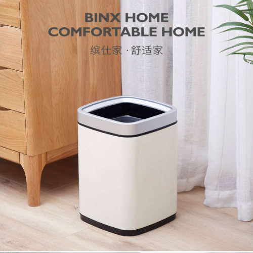 缤仕垃圾桶家用客厅厨房卫生间厕所大容量双层无盖不锈钢简约筒