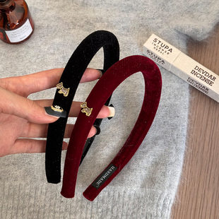 简约金标小狗发箍女款高级感高炉顶头箍日常外戴洗脸发卡秋冬发饰