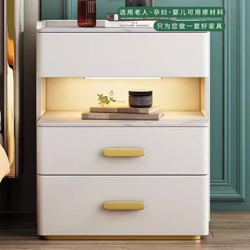 现代简约多功能智能床头柜轻奢三斗柜卧室收纳柜家用床边柜桌子