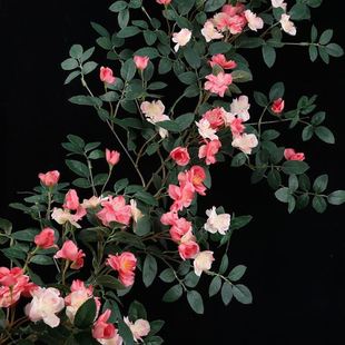 饰塑料植物藤蔓缠绕 玫瑰花藤假花藤条空调管道遮挡客厅吊顶装