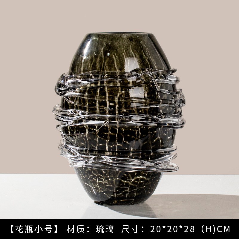极简琉璃艺术轻奢花瓶摆件高级现代客厅餐桌意式样板间软装大花器