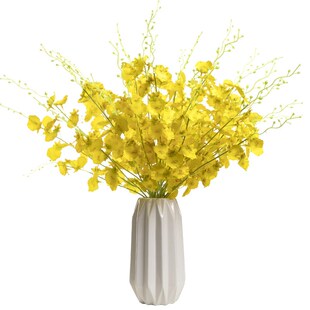 蝴蝶兰 餐桌上的装饰花 客厅假花桌面仿真迎春花真花带花瓶套装