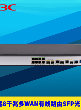 H3C新华三2万兆光8千兆网口企业级有线路由器SFP光口多AN防火墙AC上网行为管理远程虚拟局域网机架式ER6300G3