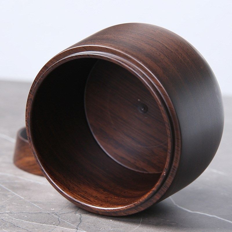 建水黑檀木整块实木嵌铜茶道配件可装废水茶渣烟灰缸茶盘茶具零配