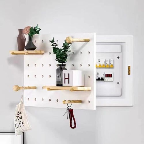现货洞洞板置物架电表箱遮挡装饰架免打孔木隔板电闸盒墙面装饰架