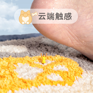 橘猫浴l室吸水脚垫厕所卫生间门口防滑卡通地毯可爱柯基 大江地垫