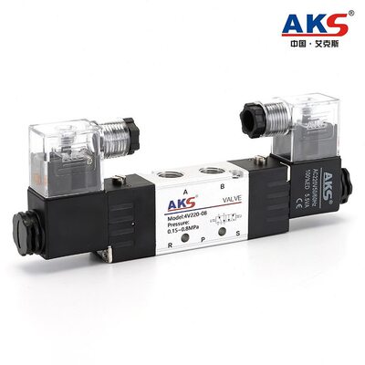 甄选AKS艾克斯4V210-08二位五通AC220DC24气动开关换向电磁阀电磁