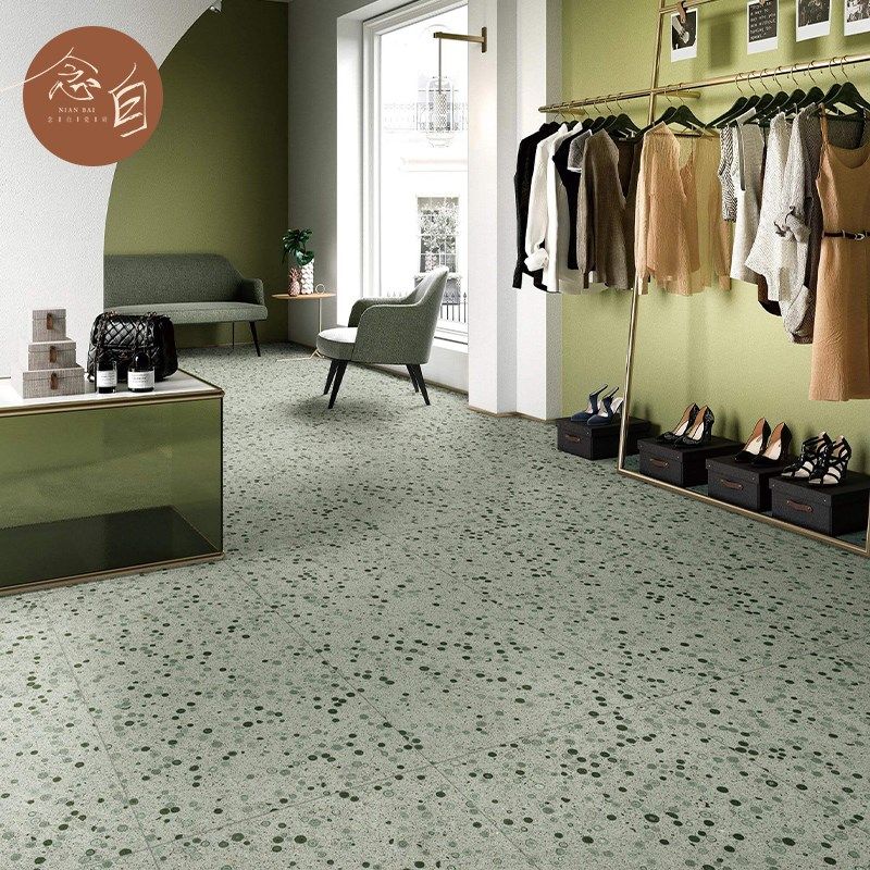 绿色水磨石瓷砖商业空间店铺厨房墙地砖连锁N咖啡店奶茶门店防滑,家装主材,水磨石砖,淘宝优惠券,粉丝福利购,淘宝优惠卷