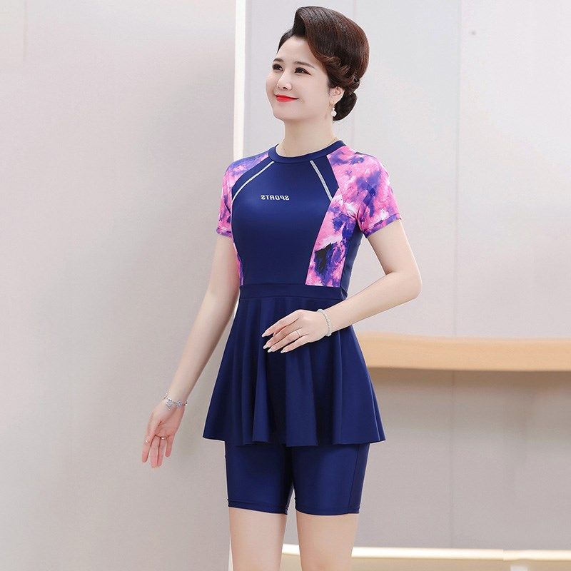 妈妈游泳衣女士中老年老s人保守显瘦遮肚大码分体五分裤泡遮肉平,运动/瑜伽/健身/球迷用品,分体泳衣,淘宝优惠券,粉丝福利购,淘宝优惠卷