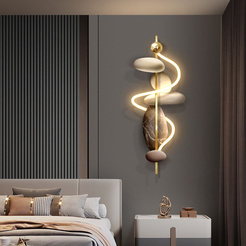 石来运转客厅格栅装饰挂件画电视背景墙高级感壁灯画卧Z室床头挂