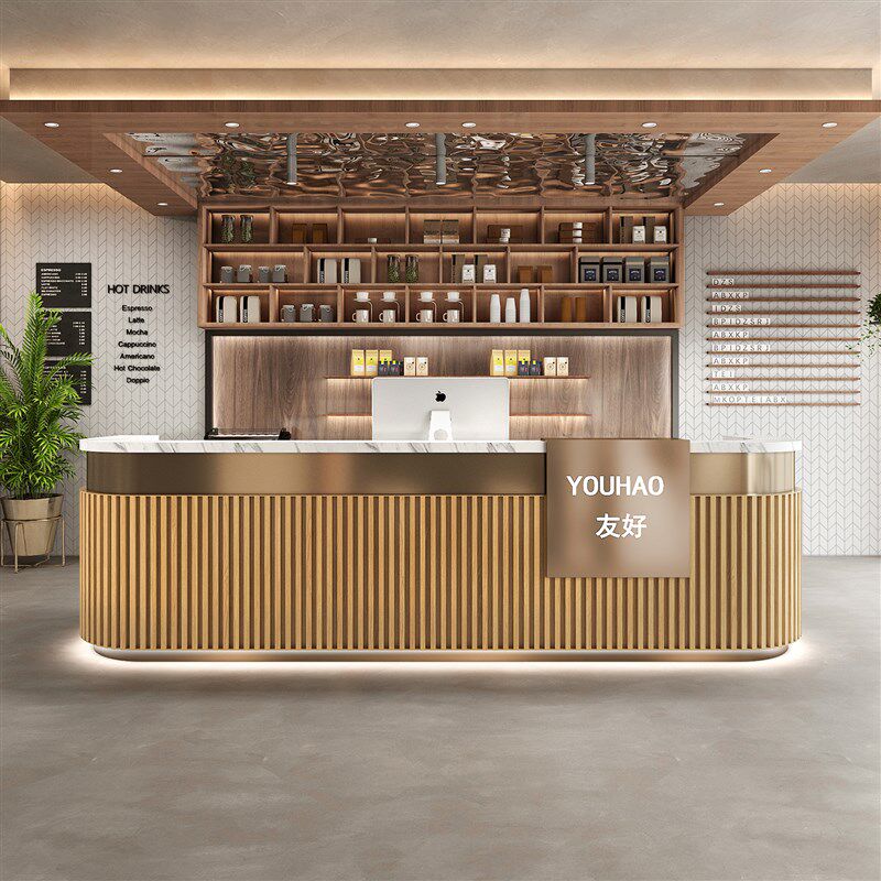 咖啡店收银台蛋糕店奶茶店前台吧台健身房瑜伽馆T接待台前台可定