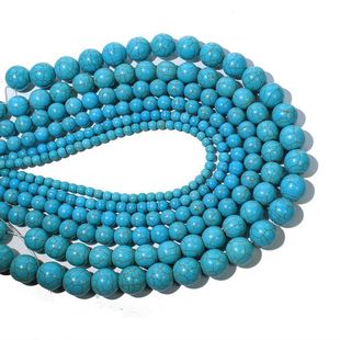 蓝色松石散珠圆珠子隔珠半成品diy串珠手串材料项链饰品配件