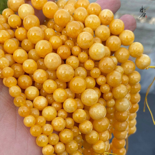 天然蜜蜡玉散珠子鸡油黄色珠子diy手工编织圆珠手串项链佛珠材料