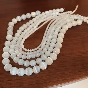 7A天然白猫眼石散珠子diy手工编织水晶手链串珠材料手持项链配件
