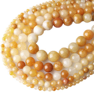 天然老黄玉散珠子圆珠diy串珠手链材料手工编织水晶饰品配件