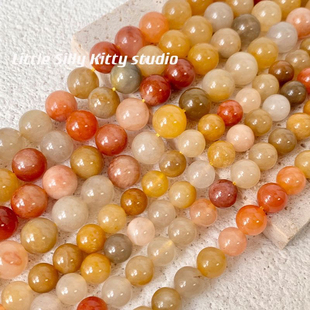 纯天然新疆金丝玉散珠手工编织diy穿珠手串珠项链手链饰品材料