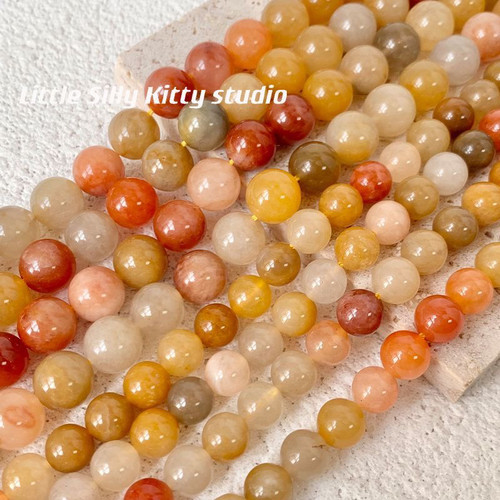 纯天然新疆金丝玉散珠手工编织diy穿珠手串珠项链手链饰品材料