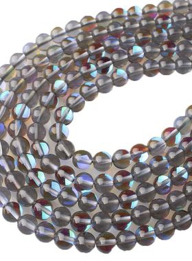 灰色闪光石水晶散珠月光石圆珠手工编织diy串珠手链材料饰品配件