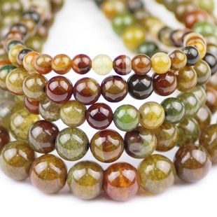 天然茶龙纹玛瑙散珠子圆珠diy串珠手链材料手工编织饰品配件
