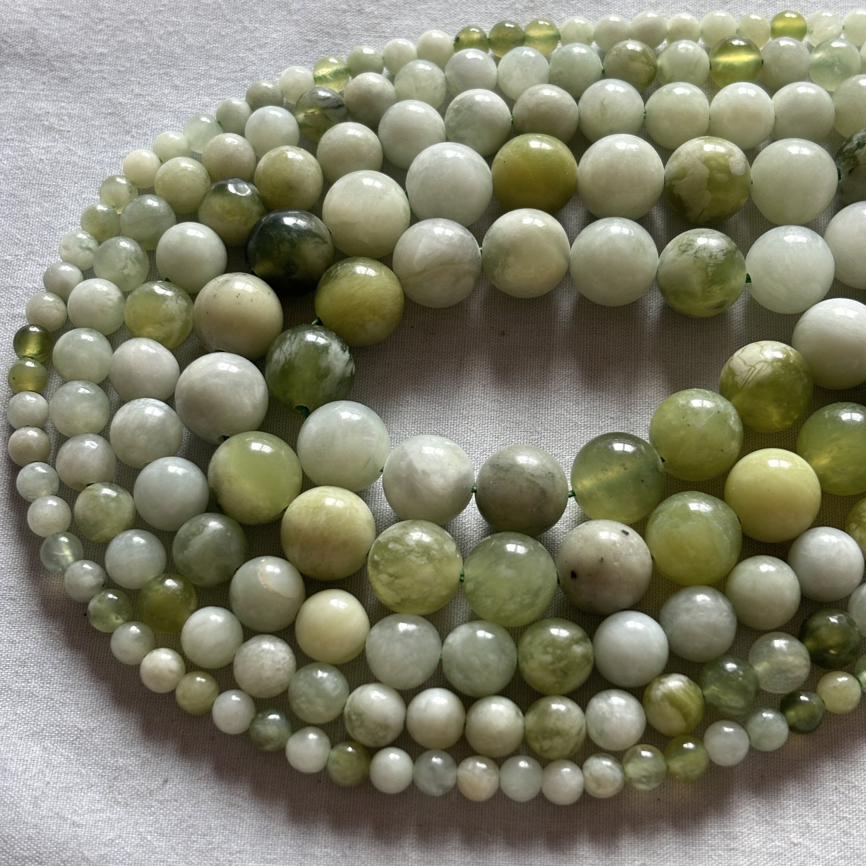 天然青提奶盖岫玉散珠diy半成品手链项链手工串珠材料饰品配珠