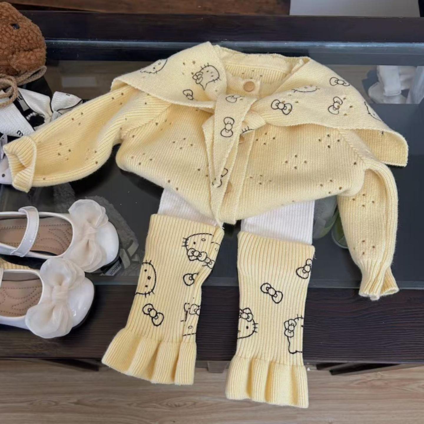 韩版女童卡通毛衣两件套