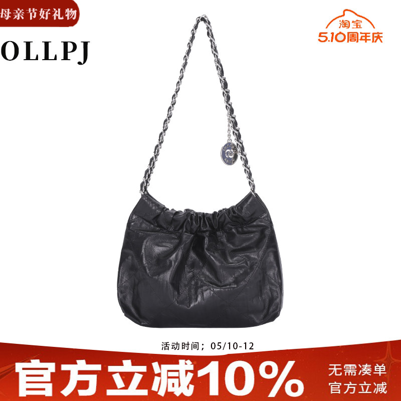 托特卡肉el22bag秋冬链条橙子肩带油蜡皮包编织垃圾袋amp