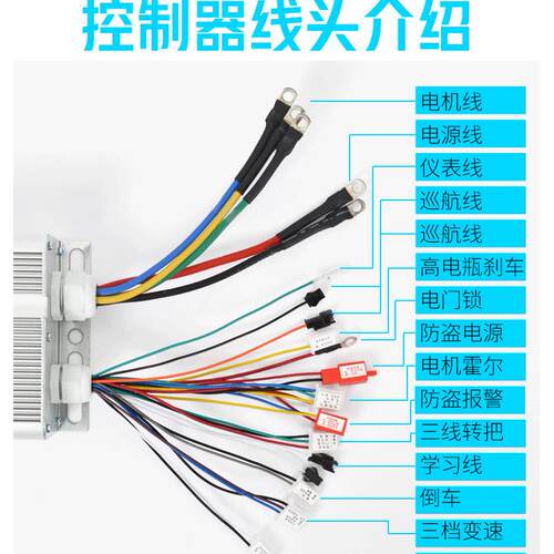 电动三四轮车无刷控制器48v60伏100012001500w24管大功率厂家直销