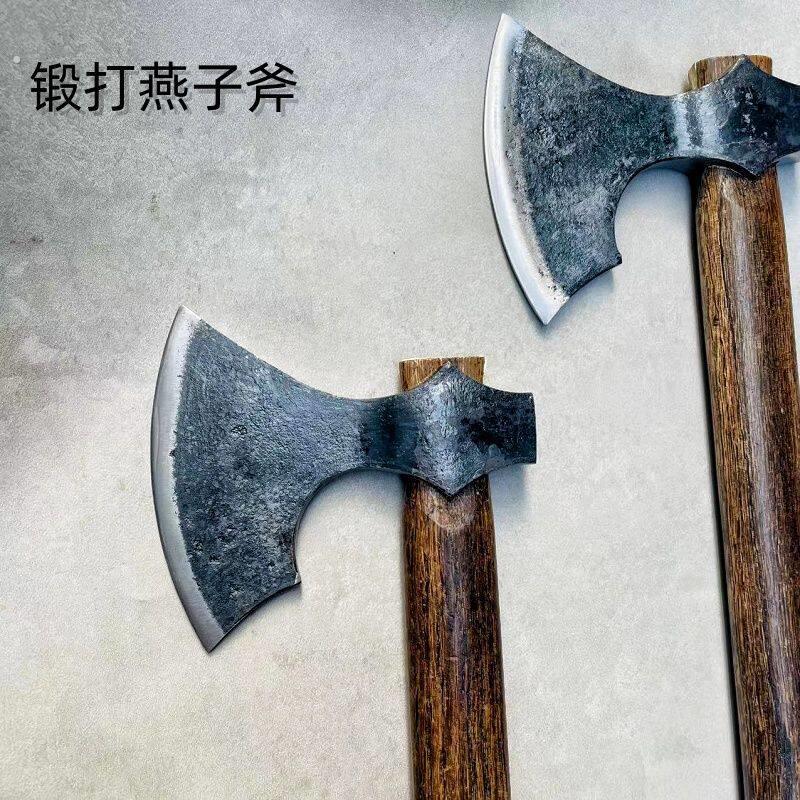 户外露营专用手工锻打蝴蝶斧战斧维京一体开山斧可携式车载劈柴砍