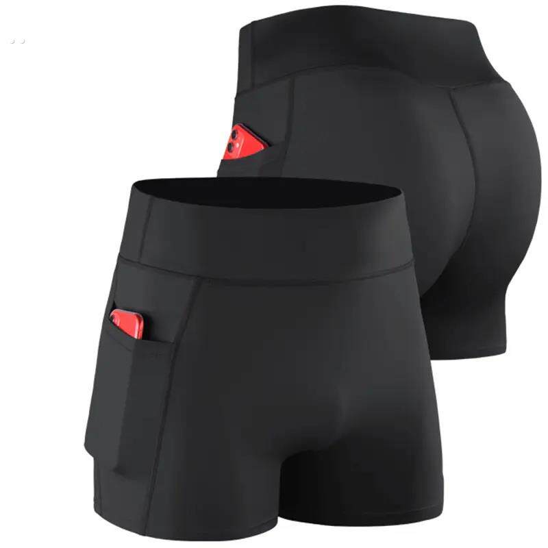 运动短裤可放手机速干 干训练紧身裤高弹压缩内搭裤马拉松跑步三