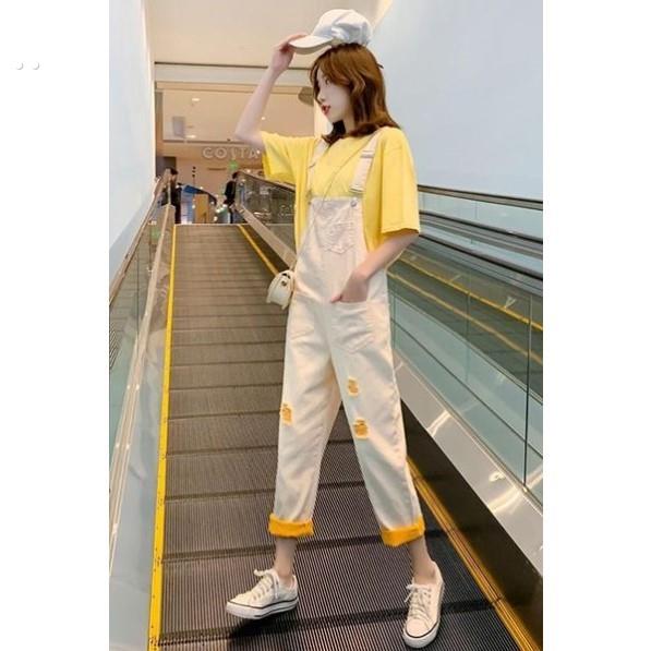 时尚夏日背带裤裤子女款小个子夏季超轻薄牛仔裤矮个子穿的连体裤