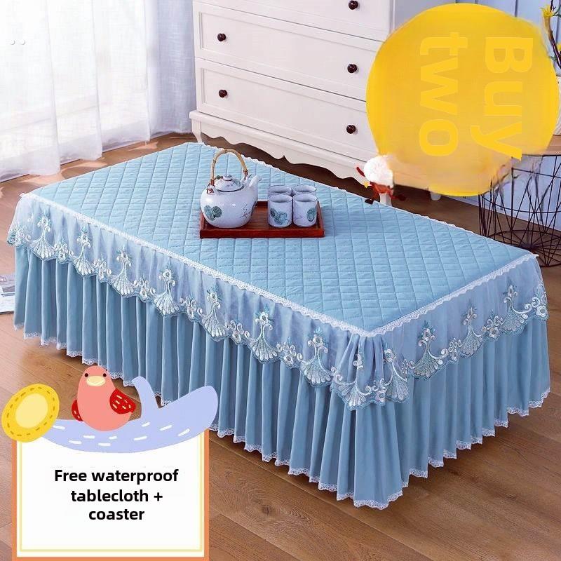 茶几桌布蕾丝套防尘长方形布艺餐桌家用客厅欧式电视柜罩加厚防滑