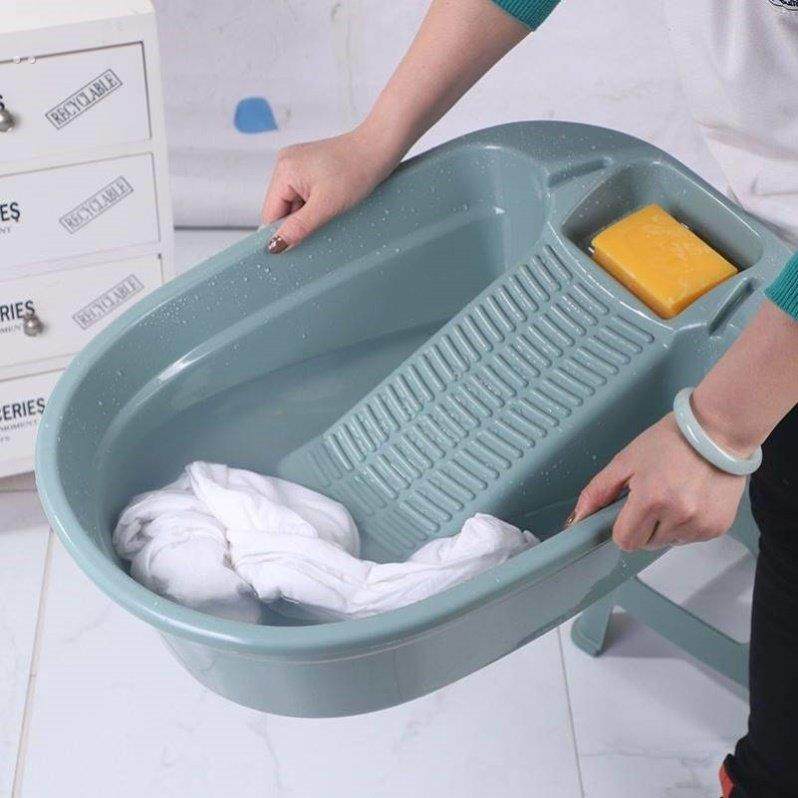 带洗衣板的洗衣盆大号加厚塑料搓衣板一体宝宝洗衣服盆子家用水盆