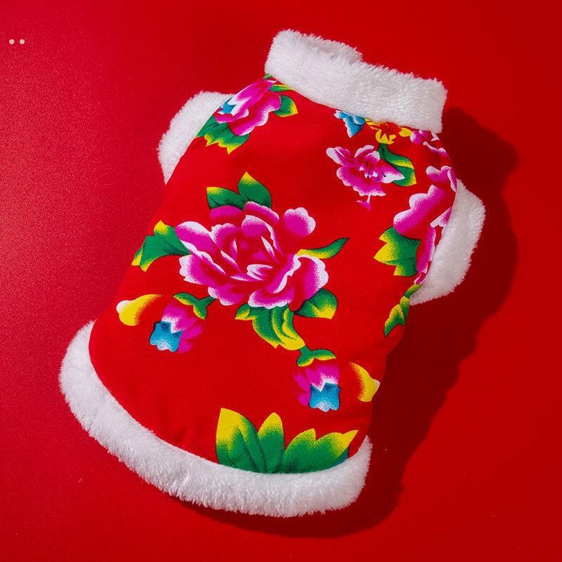 猫咪衣服秋冬东北大花棉袄布偶幼猫英短拜年陪嫁宠物新年喜庆唐装