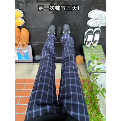 何以至此美式格子裤子男夏季