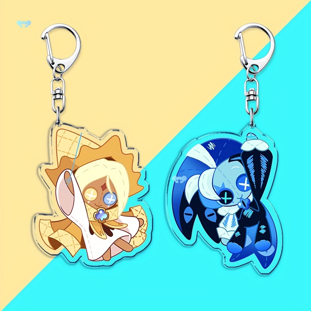 2pcs Adorable Cookie Cartoon Chibis Acrylic Keychains Ring