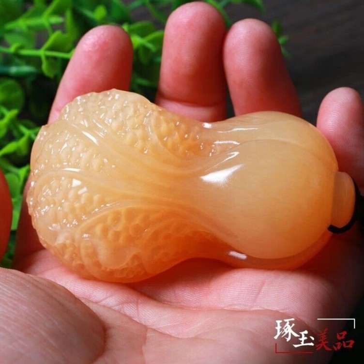 青白玉白菜手把件黄玉玉把玩件天然真品白菜玉石手玩件男女手把