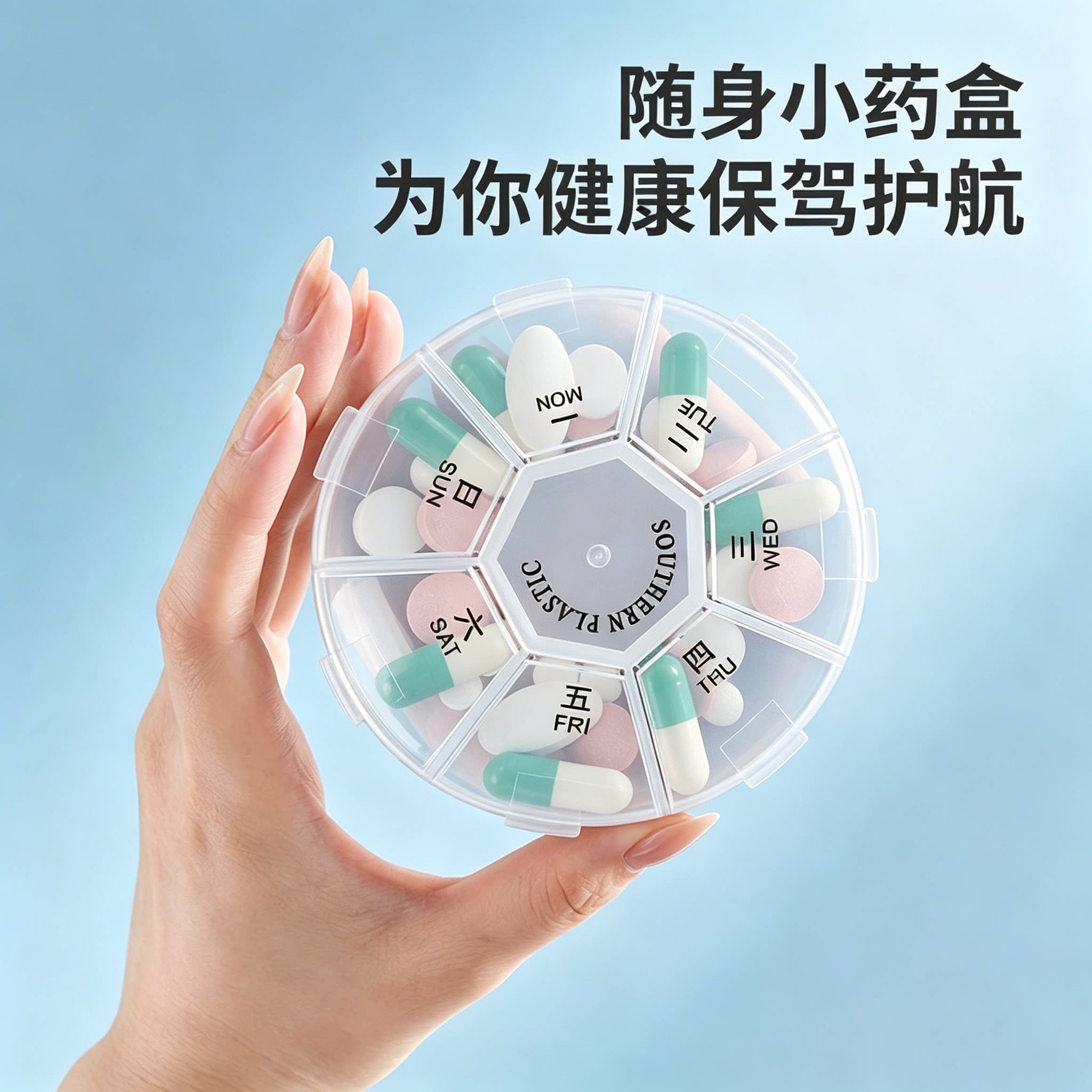 便携密封一周7天药品分装盒