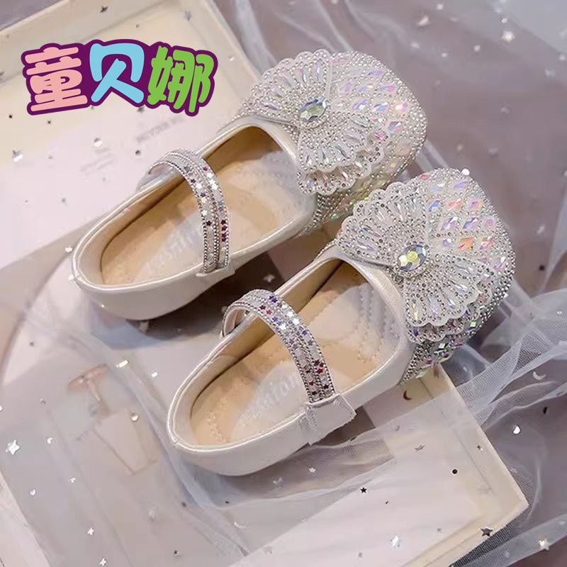 女童公主水晶鞋软底水晶表演鞋