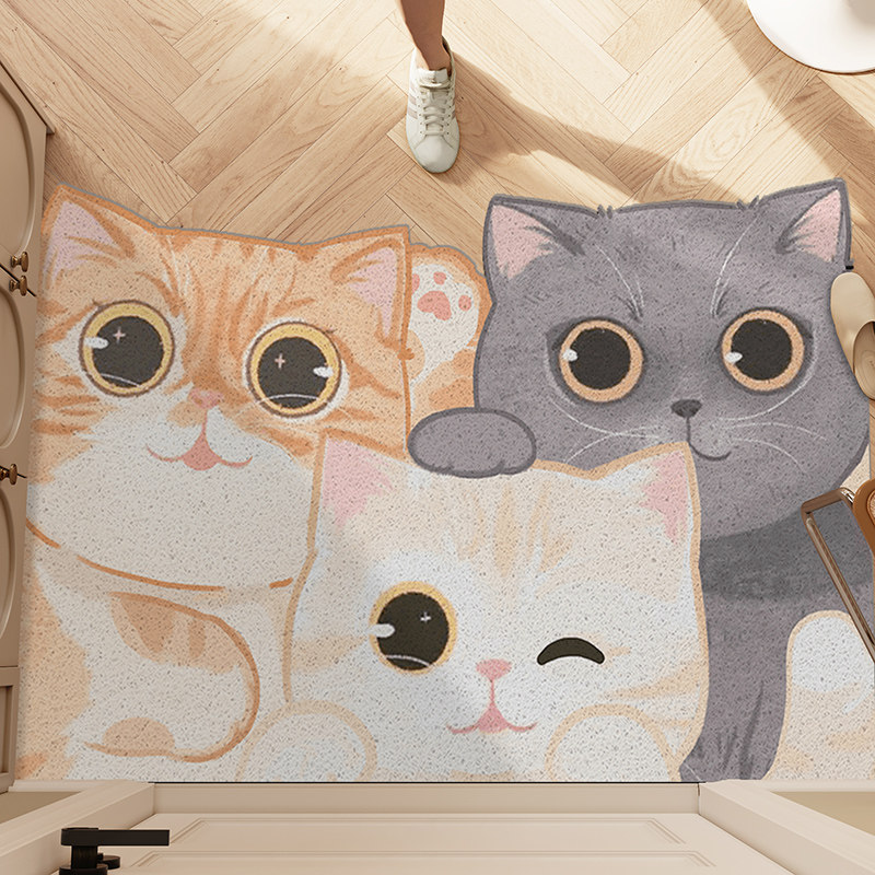 卡通猫咪入户门地垫进门门厅玄关地毯可裁剪防滑可擦洗pZvc脚踏垫,居家布艺,入户地垫,淘宝优惠券,粉丝福利购,淘宝优惠卷