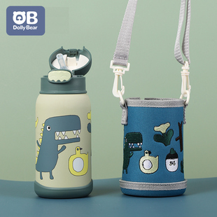 儿童保温杯带吸管水杯便携外出316不锈I钢幼儿园斜挎婴儿防摔水壶