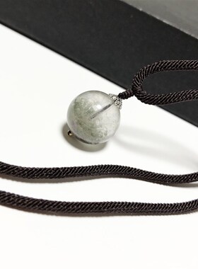 D784# 天然水晶绿幽灵吊坠1S6mm 聚宝盆