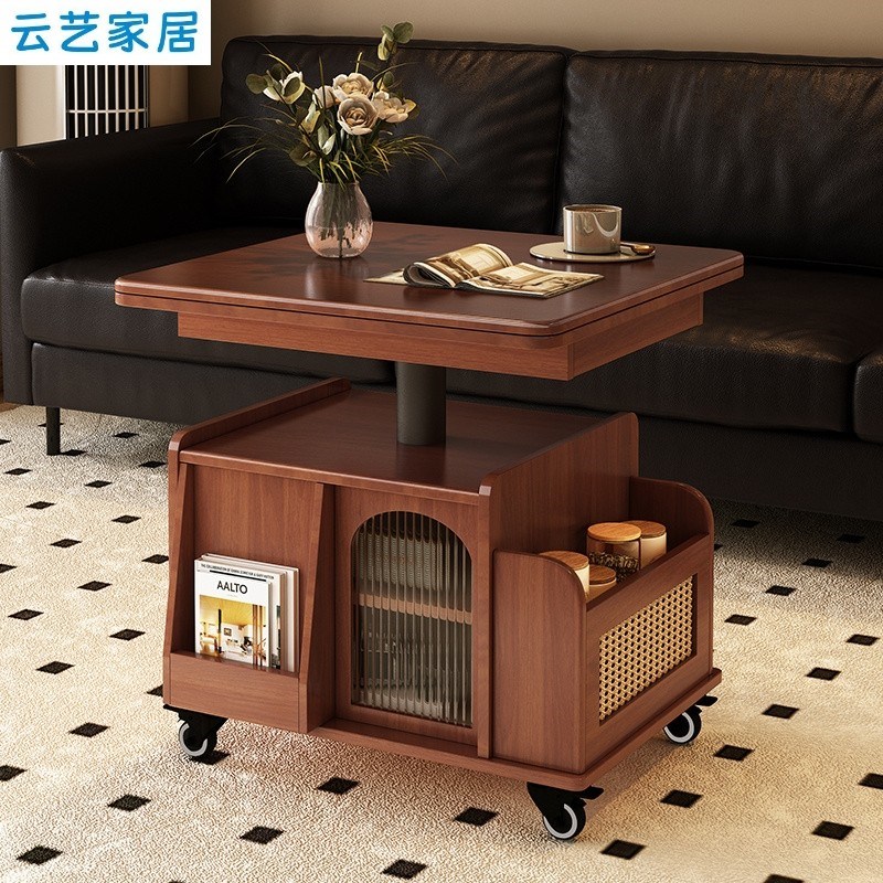 实木烤漆折叠升降茶几移动边几小推车2025L新款小户型客厅沙发边
