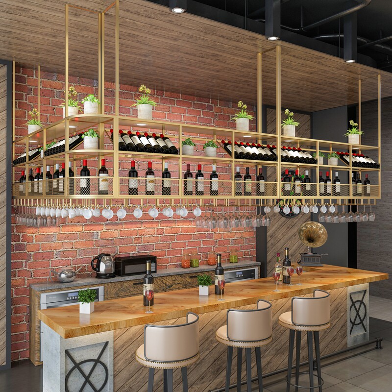 欧式吧台吊架悬挂酒杯架红酒杯吊架E葡萄酒杯倒挂高脚杯酒架吊杯