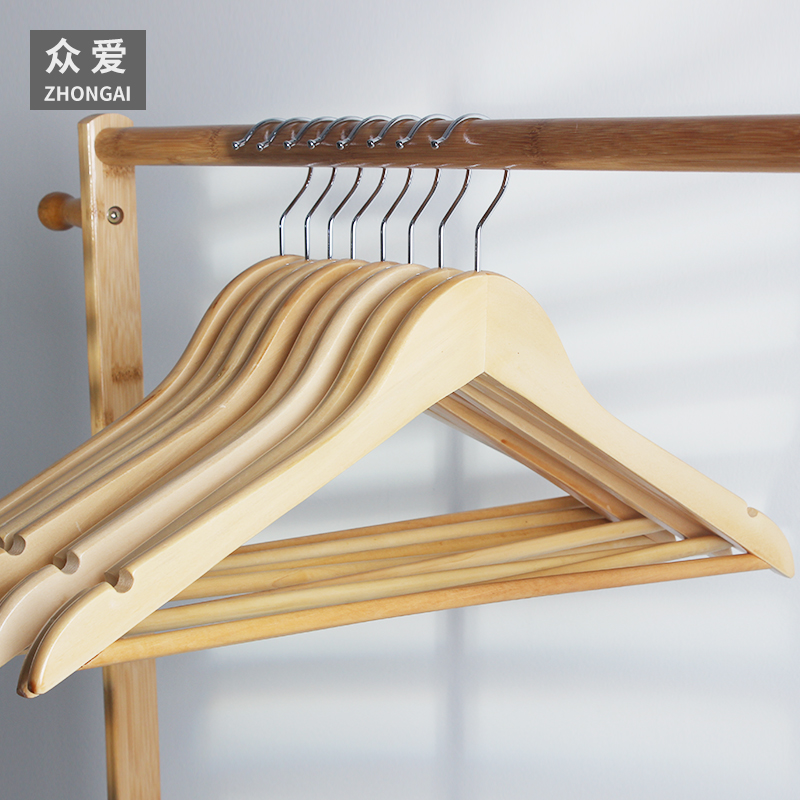 木衣架 实木衣撑 成人原木色木制西装服装店家用卧室衣挂