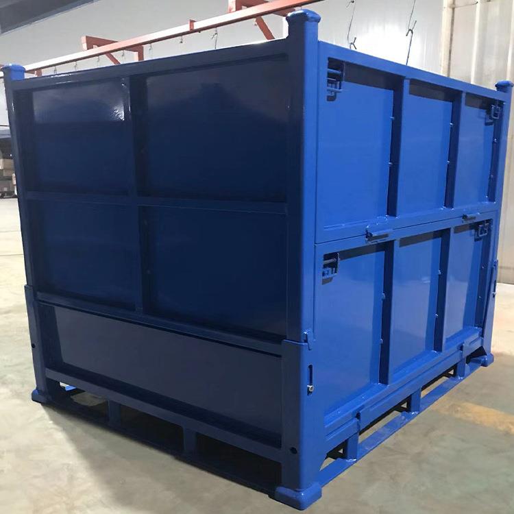 废料存储周转箱固定式可堆垛不带门折叠金属冲压件物料箱