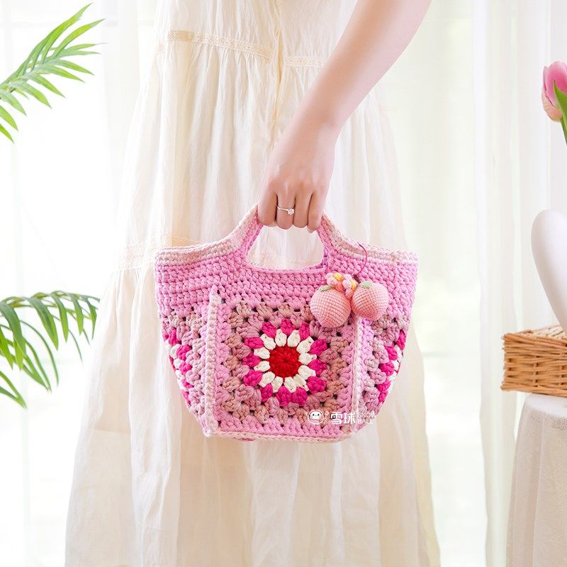 雪球diy手工编织钩针手s提祖母花片方格包手拎毛线零钱女包材料包,服饰配件/皮带/帽子/围巾,DIY编织材料包,淘宝优惠券,粉丝福利购,淘宝优惠卷