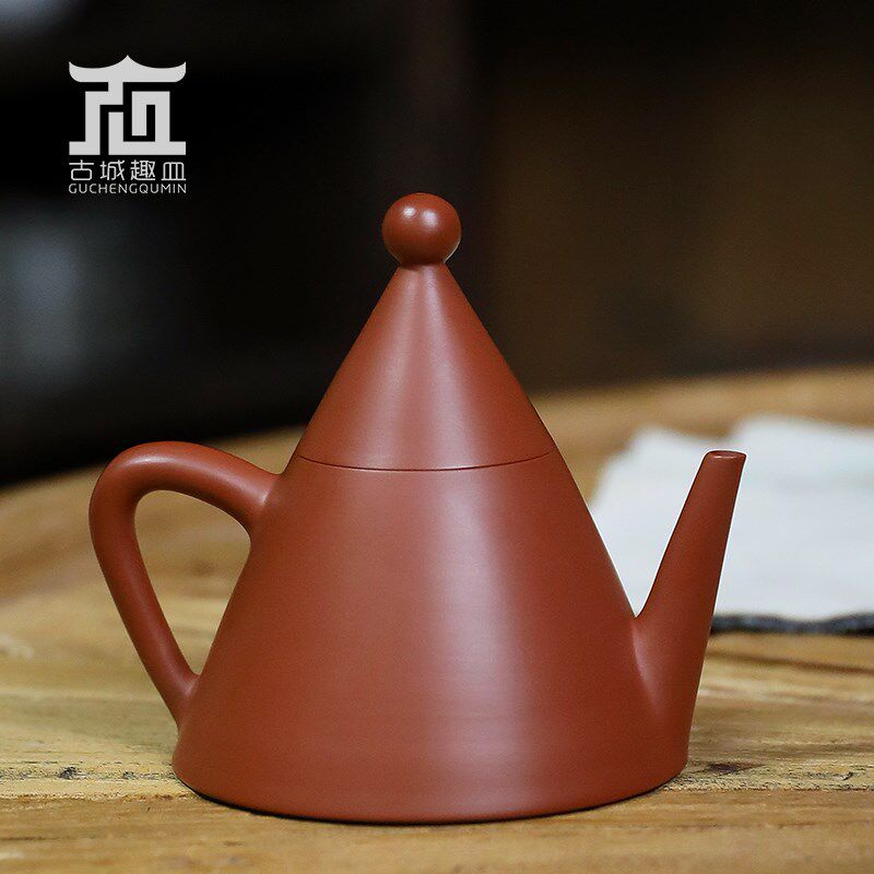 章柱强青峰潮州j手拉壶朱泥乌龙岩普洱泡茶小品紫砂壶全手工家用